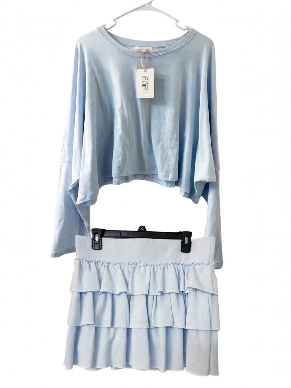 Gianni Bini Cornflower Blue Tiered Skirt Set XL Homecoming Game NWT
